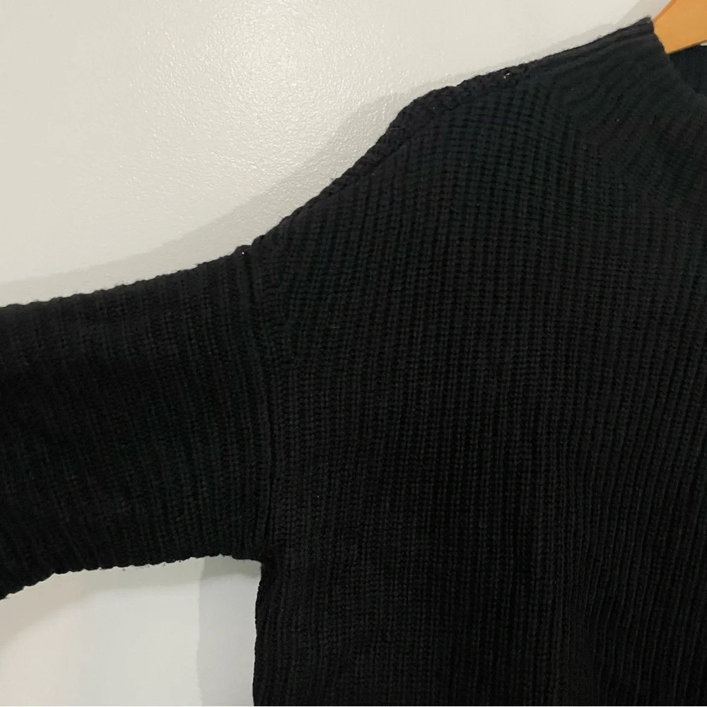 Athleta Black Merino Wool Cashmere Cowl Neck Split Front Sweater Oversized M - Picture 8 of 16